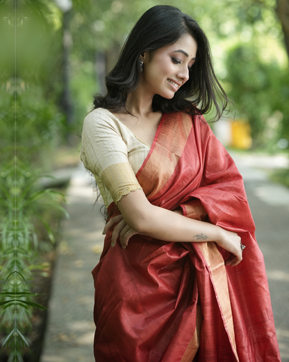 Parvati Red Kosa Silk Saree