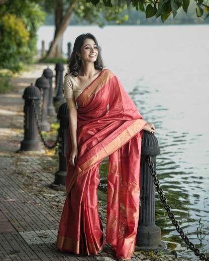 Parvati Red Kosa Silk Saree