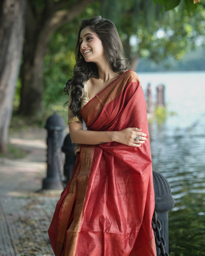 Parvati Red Kosa Silk Saree