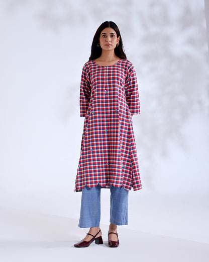Rosa Gingham Handwoven Cotton Tunic Set