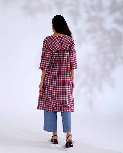 Rosa Gingham Handwoven Cotton Tunic Set