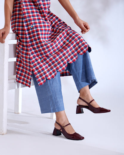Rosa Gingham Handwoven Cotton Tunic Set
