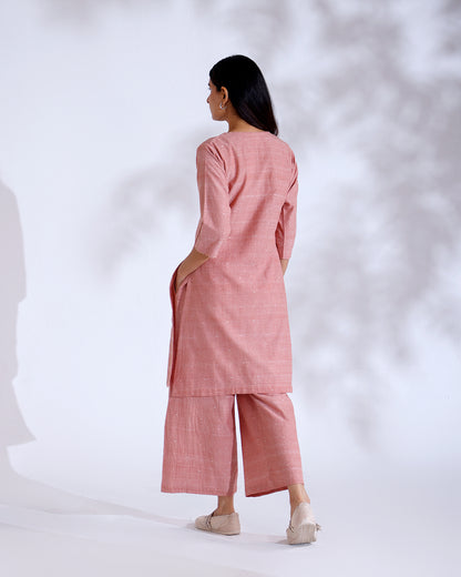 Rose Coral Handwoven Cotton Tunic Set