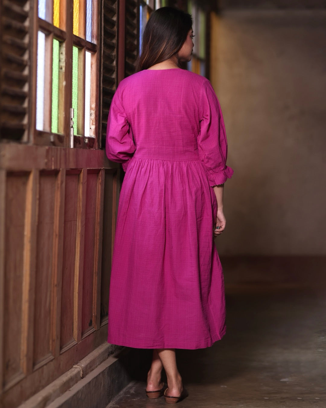 Ruby Handwoven Button-down Dress