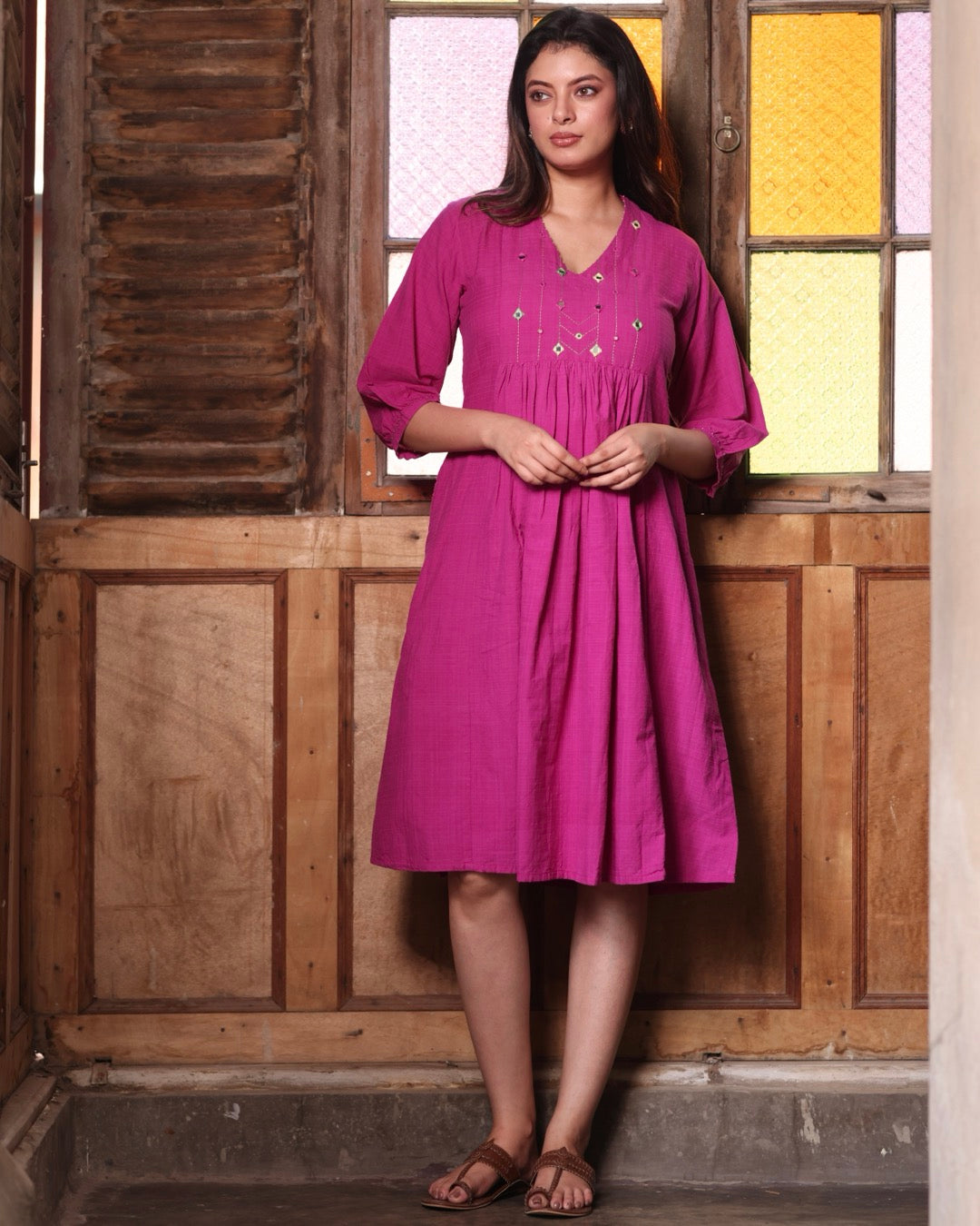 Ruby Handwoven Gather Dress