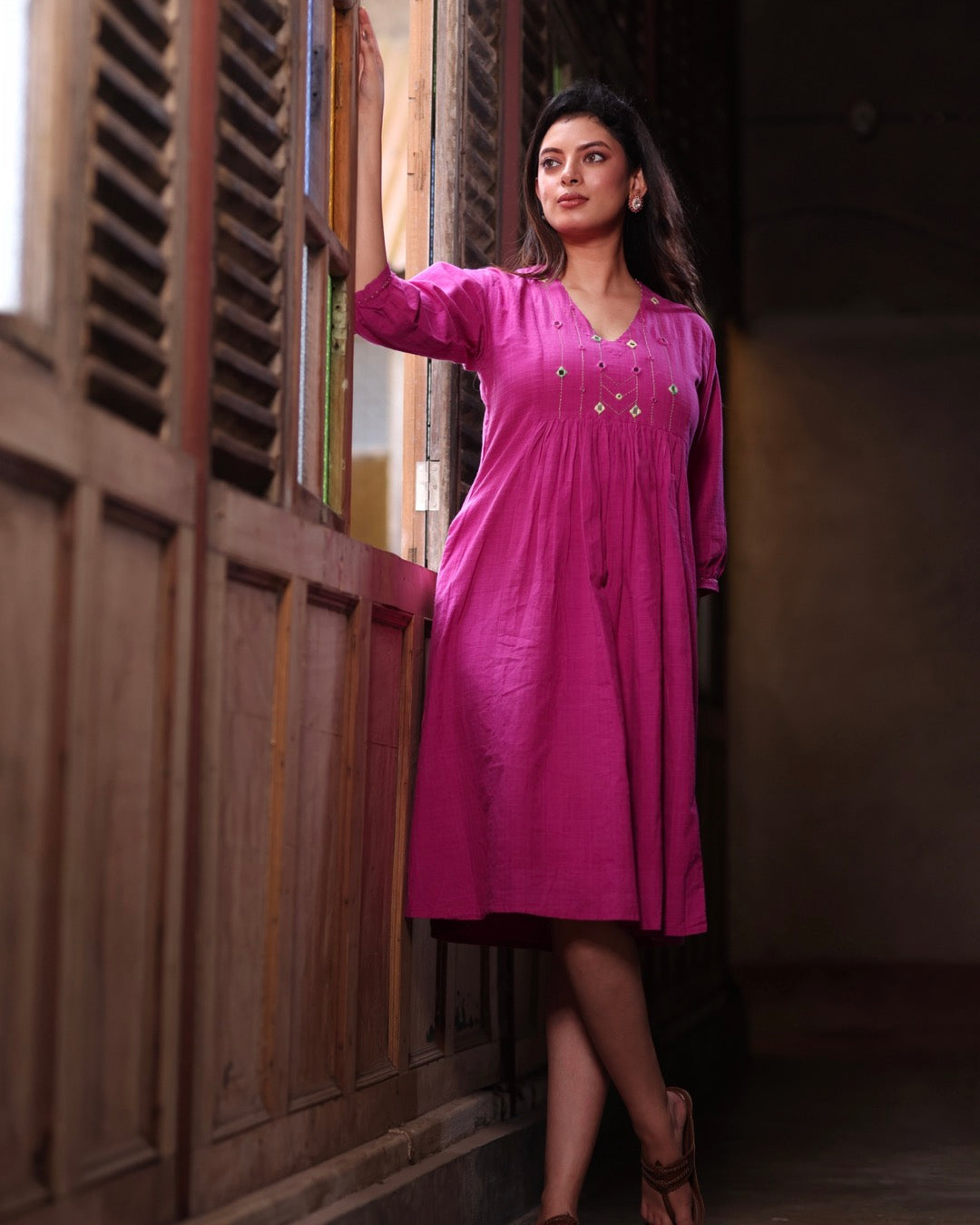 Ruby Handwoven Gather Dress