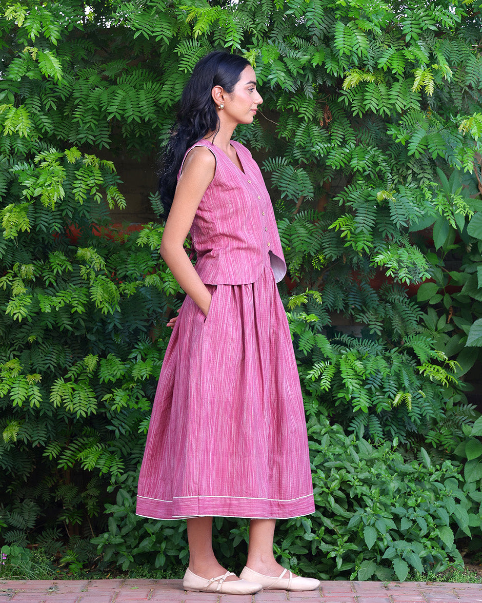 Gul Mauve Handwoven Skirt Set