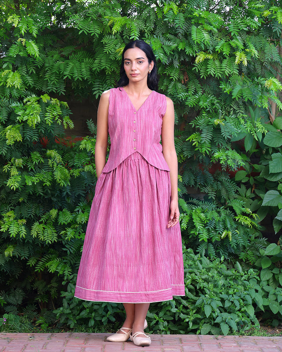 Gul Mauve Handwoven Skirt Set