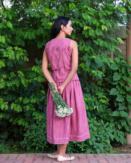 Gul Mauve Handwoven Skirt Set