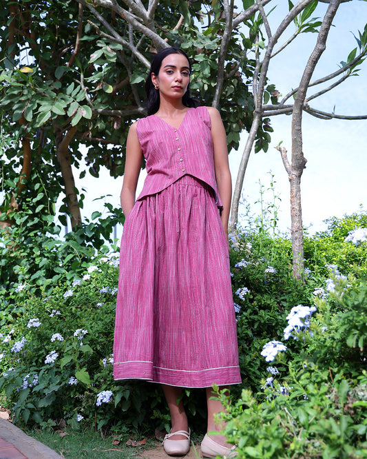 Gul Mauve Handwoven Skirt Set