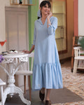 Sky blue a line flounce dress online at bebaakstudio.com