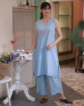 Shop sky blue Handwoven Kurta Set online at bebaakstudio.com
