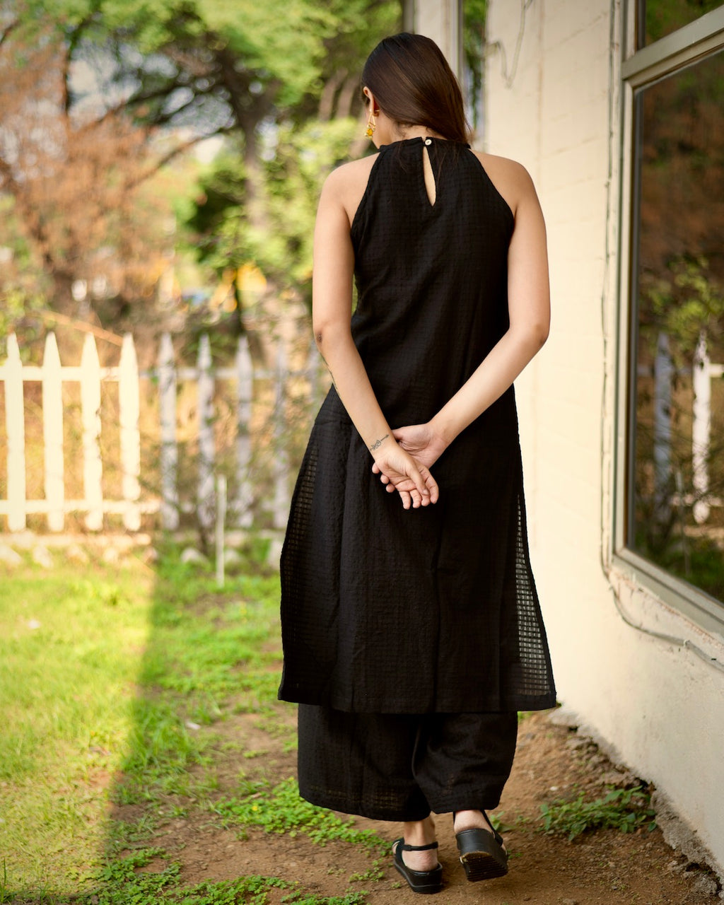 Shop black halter tunic set online at bebaakstudio.com