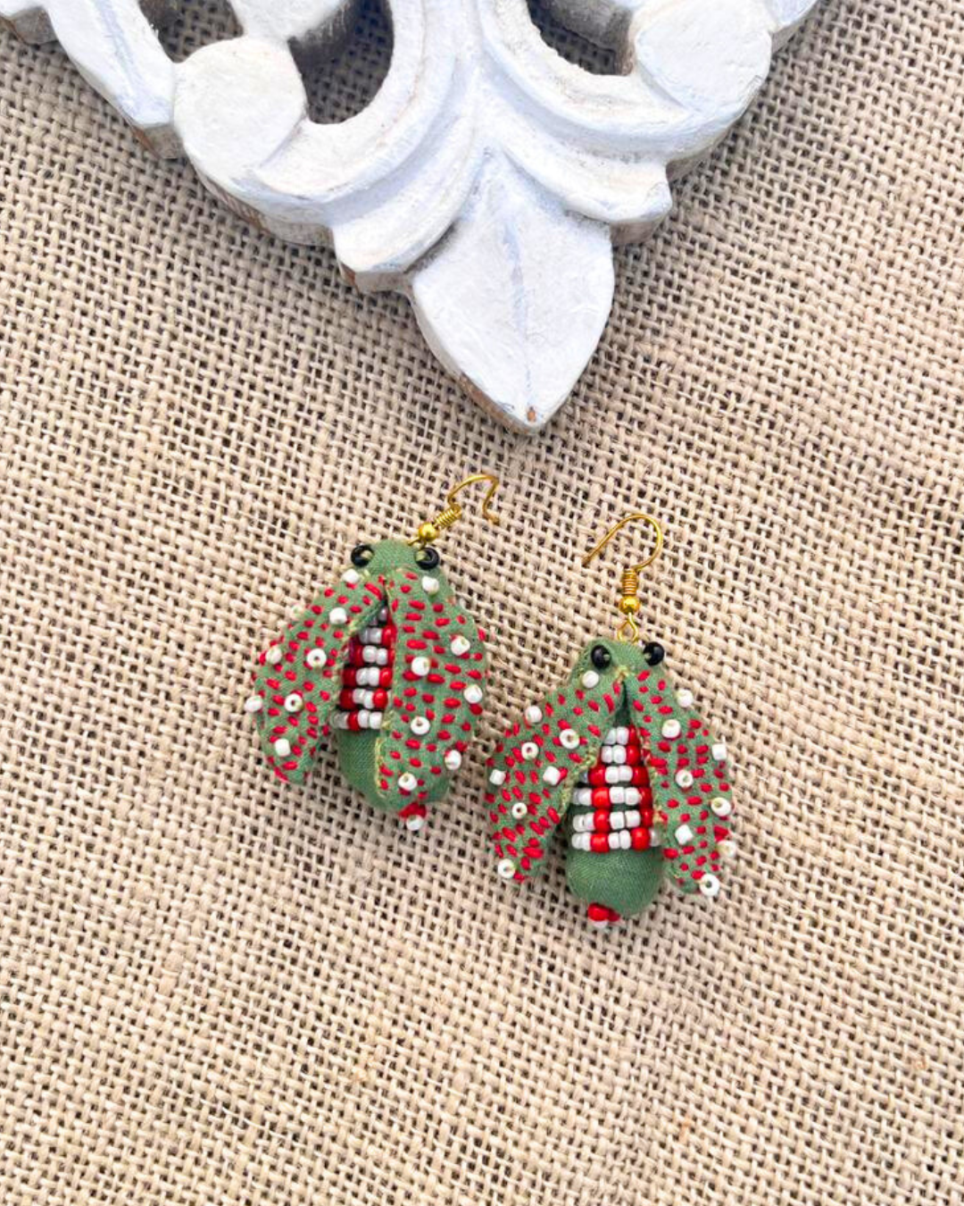 Handcrafted up cycled bee earrings