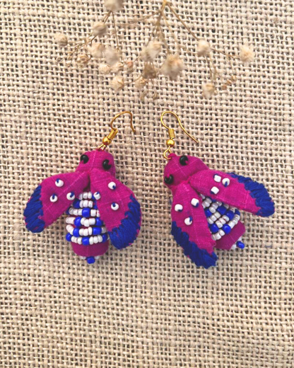 Handcrafted up cycled bee earrings