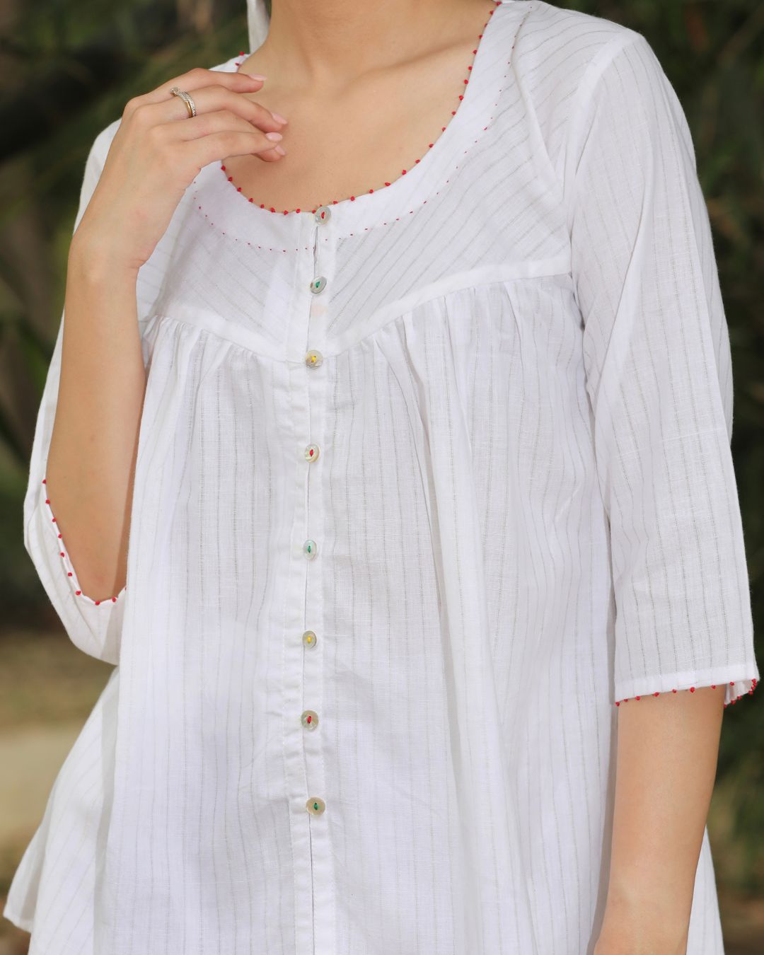 White gathered shirt from Bebaak