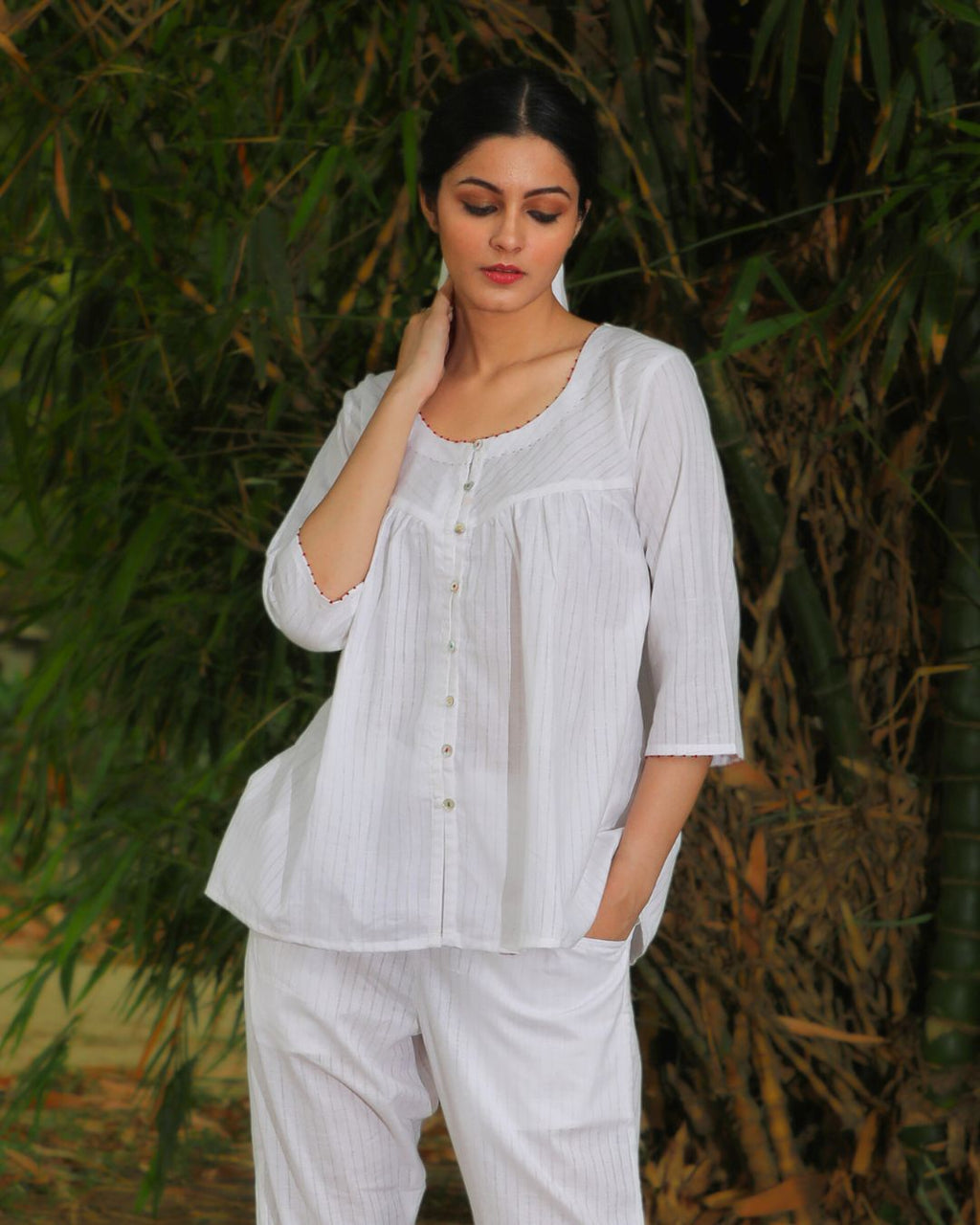 White gathered shirt from Bebaak
