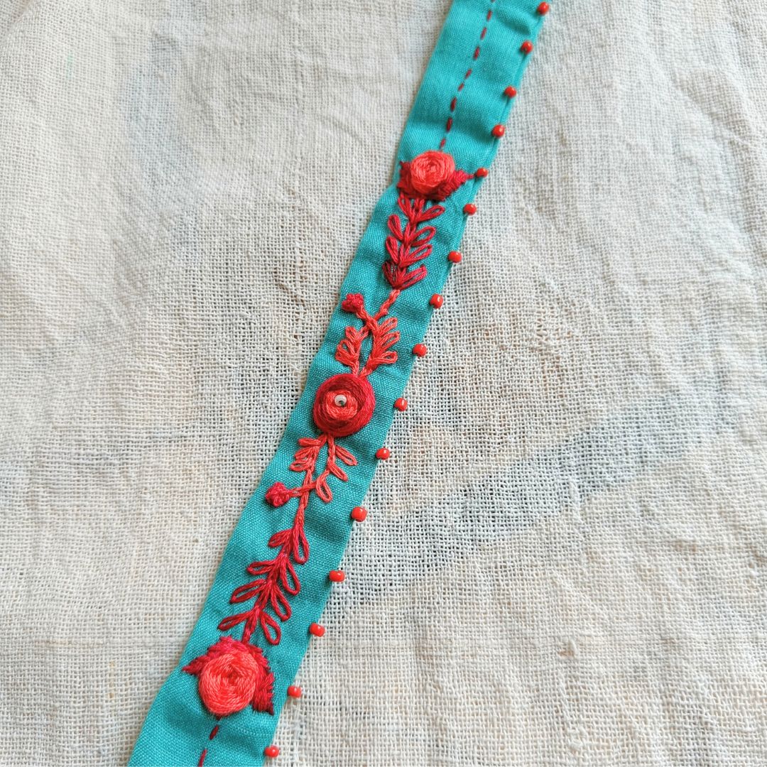 Shop rose embroidered choker set online at bebaakstudio.com