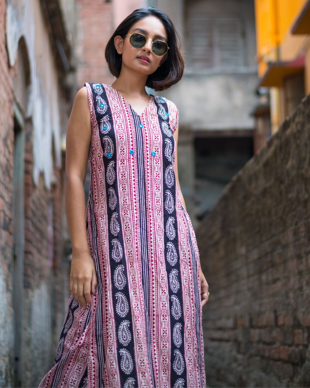 Bagh handblock print pure cotton kurta set online at Bebaakstudio.com