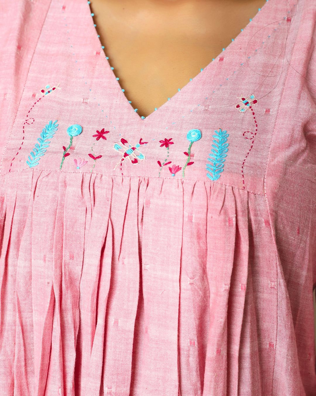 Shop pink flowy embroidered dress from Bebaak: Handmade clothing