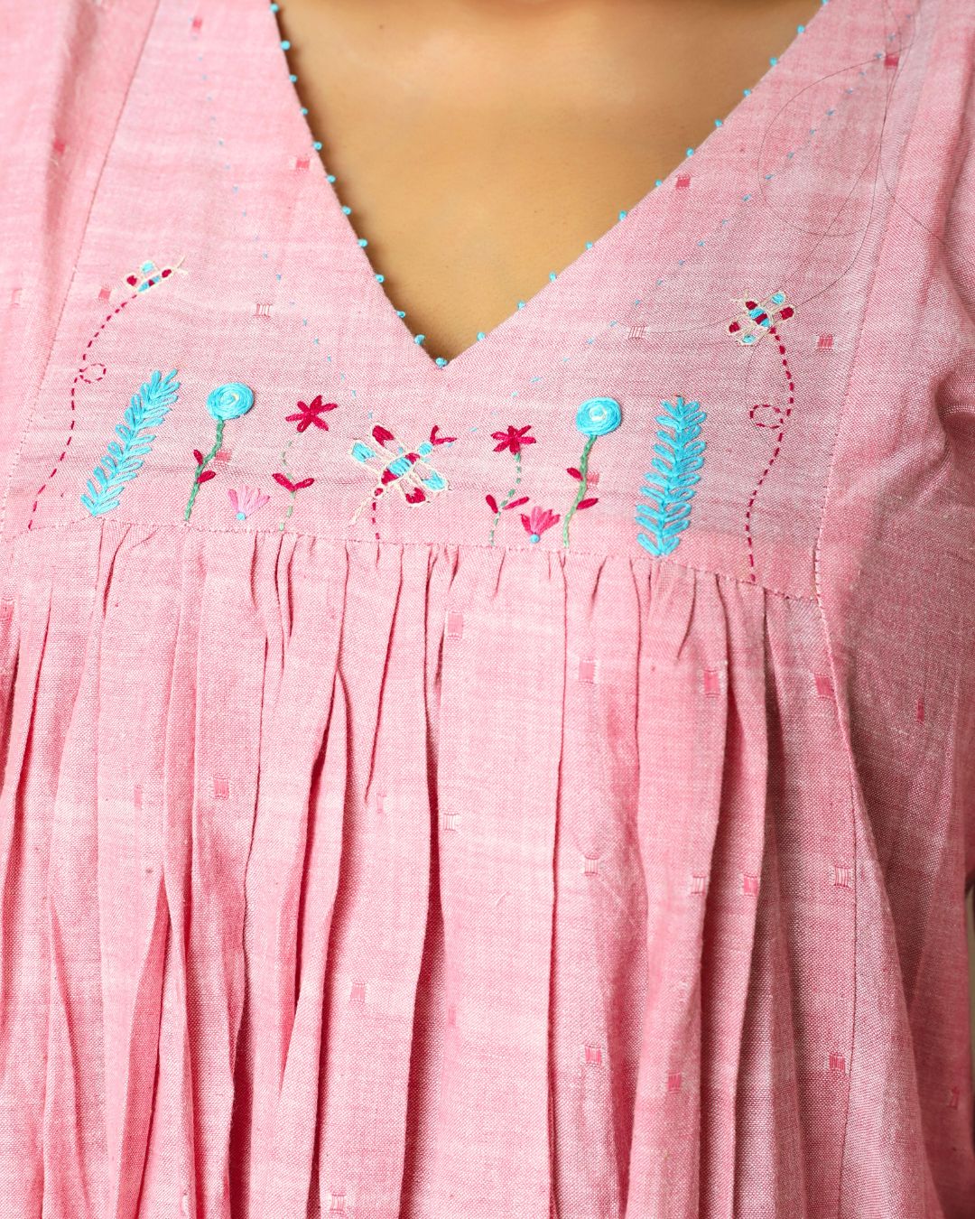 Shop pink flowy embroidered dress from Bebaak: Handmade clothing