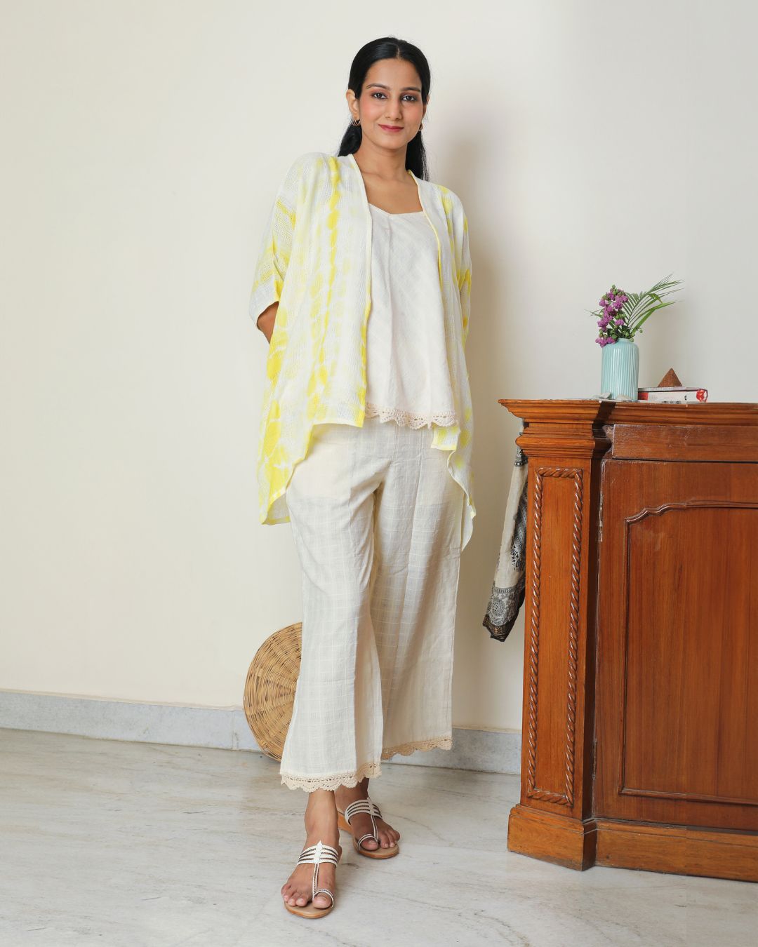 Shop yellow tie&dye overlay Co-ord- 3pc set online at bebaakstudio.com