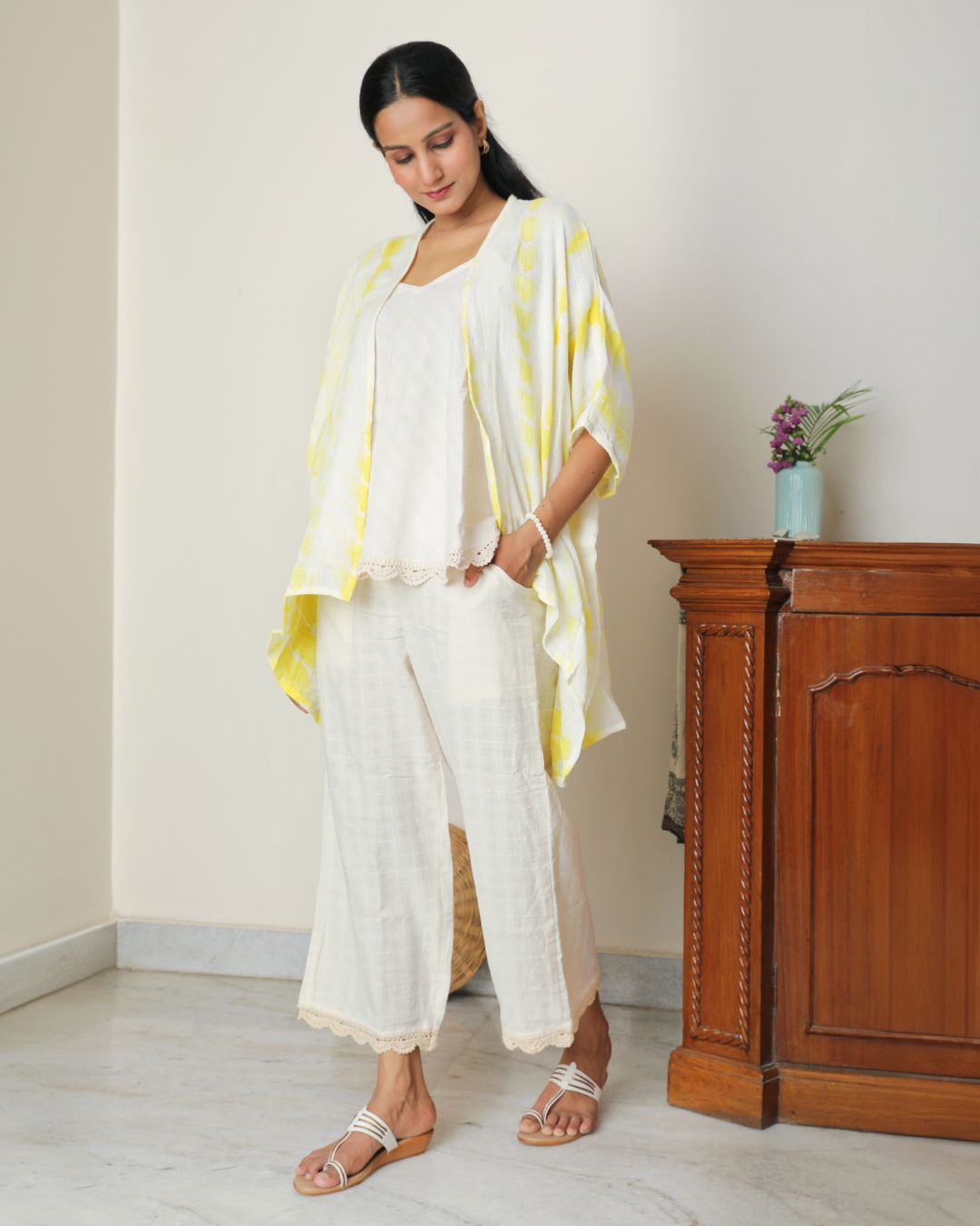 Shop yellow tie&dye overlay Co-ord- 3pc set online at bebaakstudio.com