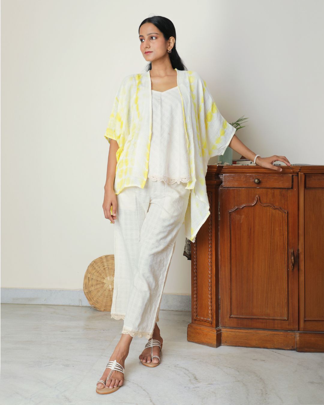 Shop yellow tie&dye overlay Co-ord- 3pc set online at bebaakstudio.com