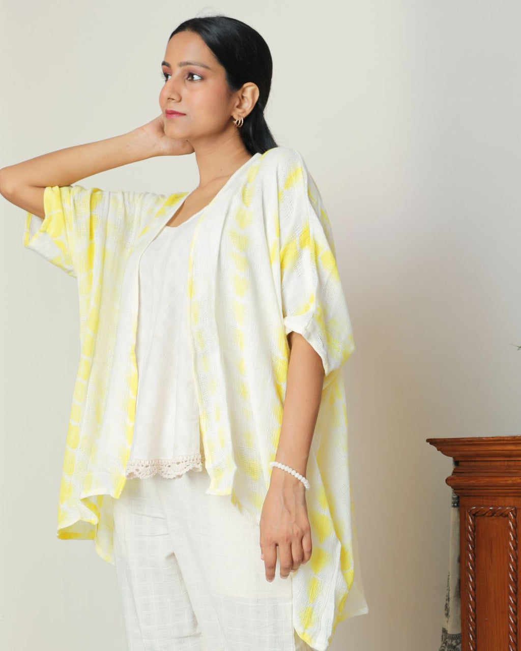 Shop Overlay:Suhana kimono overlay online at bebaakstudio.com