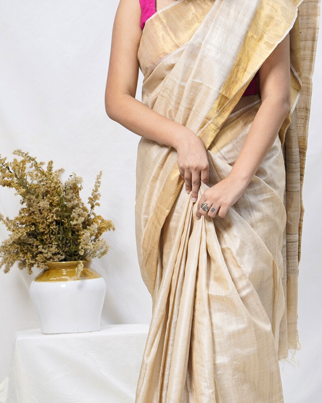 Chanderi Handloom Cotton Silk With Blouse Saree Manufacturer Supplier from  Ashoknagar India