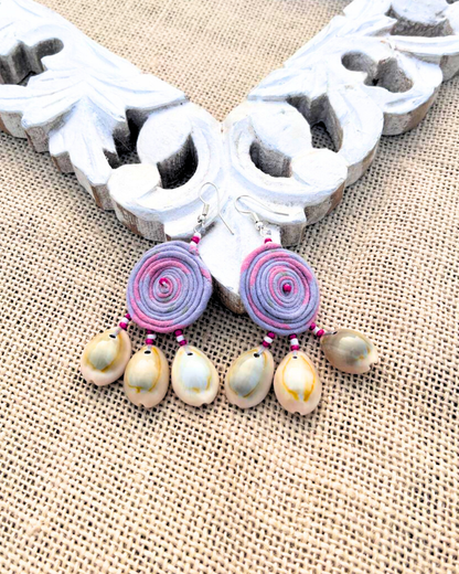 Handcrafted up cycled textile boho earrings