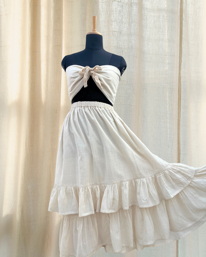 Shop Ivory cotton maxi skirt online at bebaakstudio.com