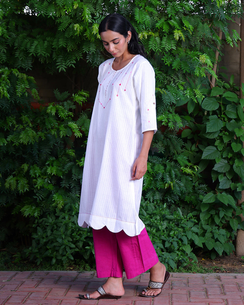 Avni Scallop  Cotton Tunic Set