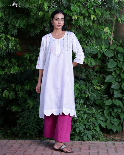 Avni Scallop  Cotton Tunic Set