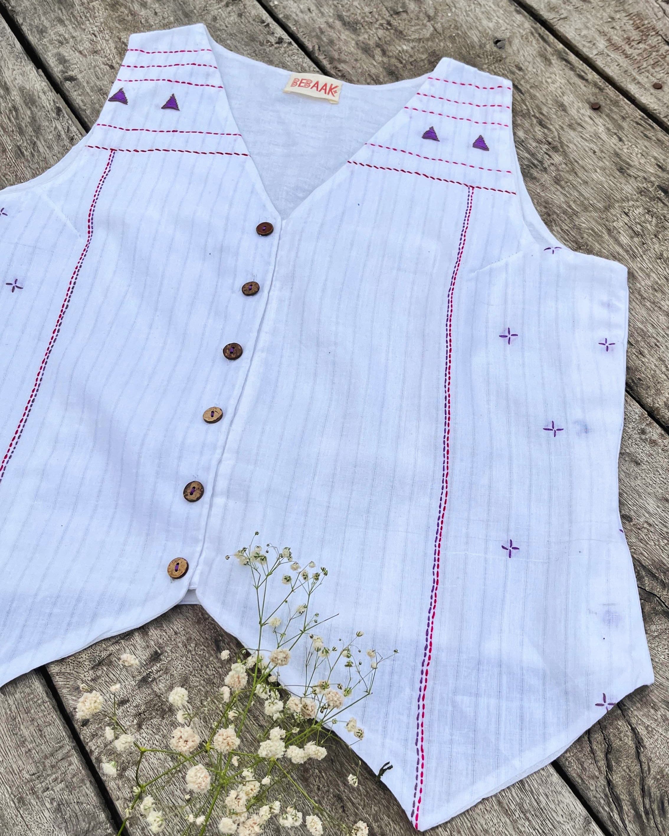 White pure cotton vest top