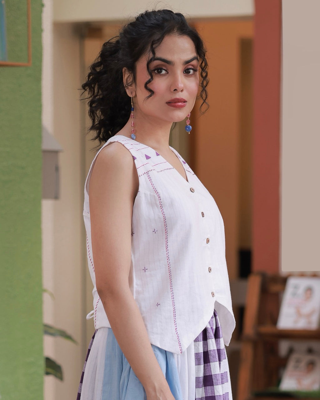 White pure cotton vest top