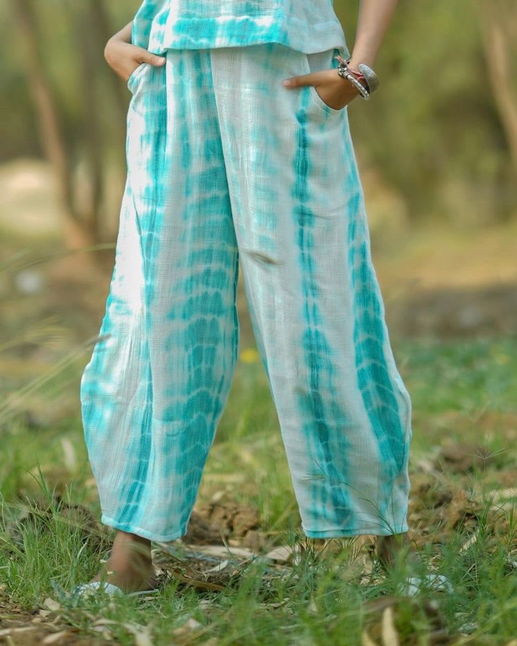 Shop Ambar tie & dye cotton palazzo online at bebaakstudio.com