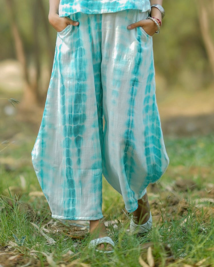 Shop Ambar tie & dye cotton palazzo online at bebaakstudio.com