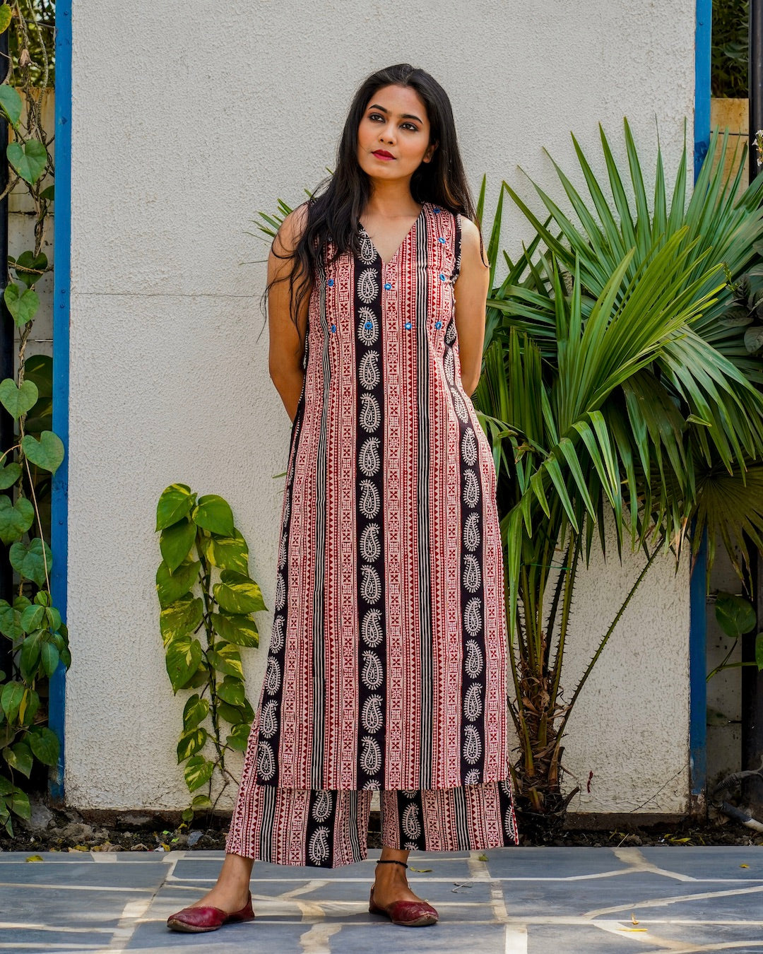 Bagh handblock print pure cotton kurta set online at Bebaakstudio.com