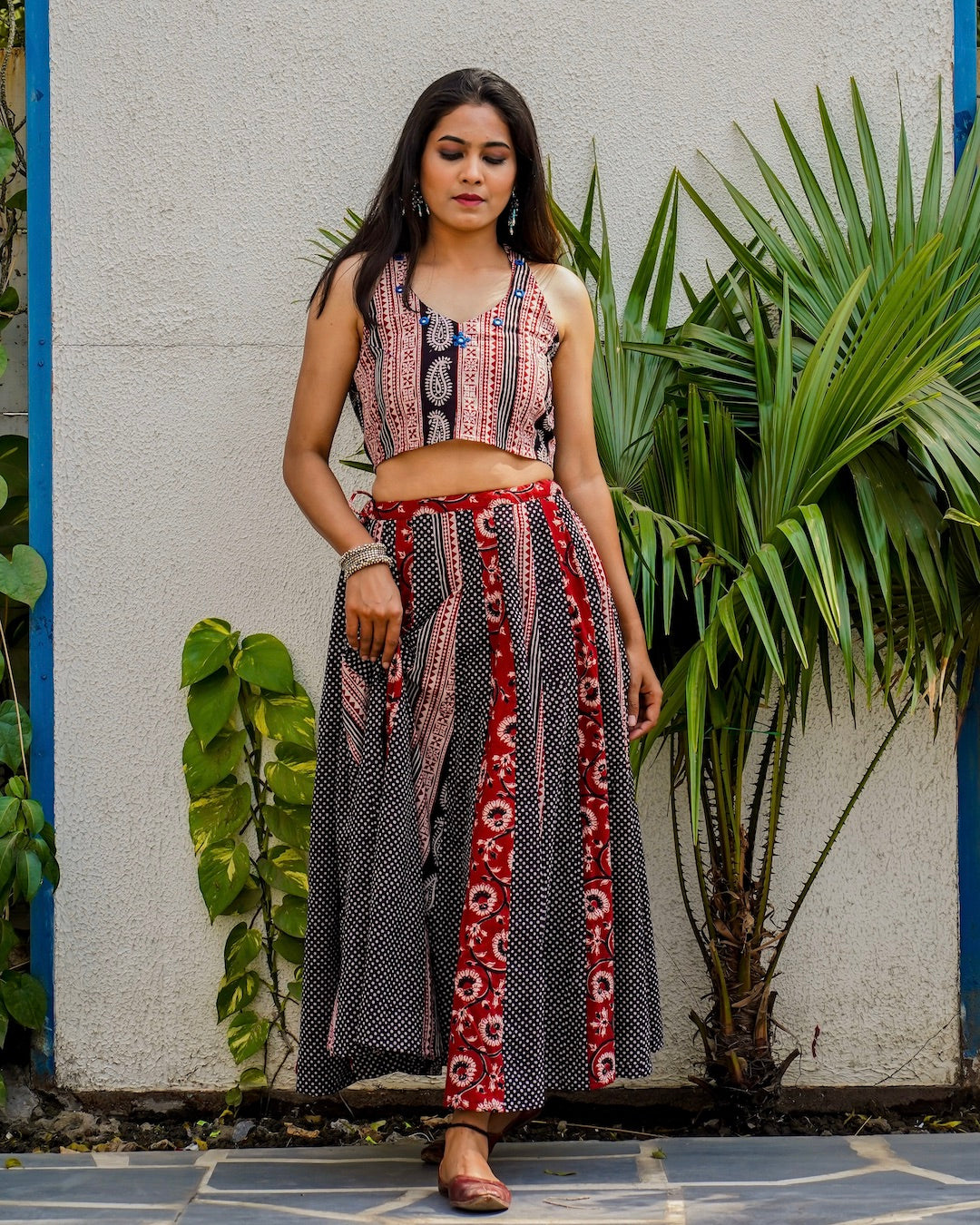 Shop Bagh print Panel skirt set online at bebaakstudio.com
