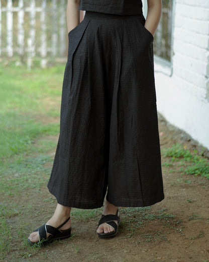 Palazzo: Shop Black wide leg cotton palazzo online at bebaakstudio.com