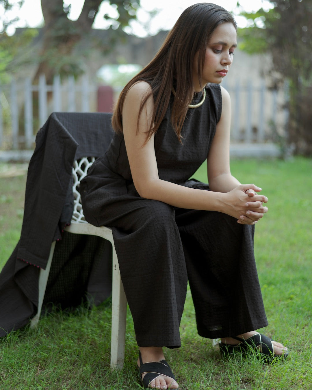 Palazzo: Shop Black wide leg cotton palazzo online at bebaakstudio.com