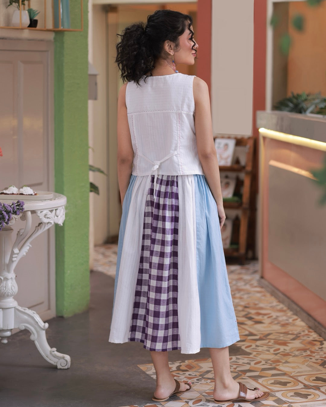 Shop color block cotton Skirt Set online at bebaakstudio.com