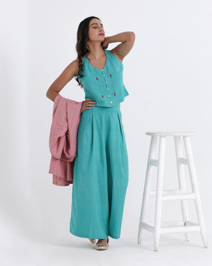 Shop Teal green cotton overlay co-ord set