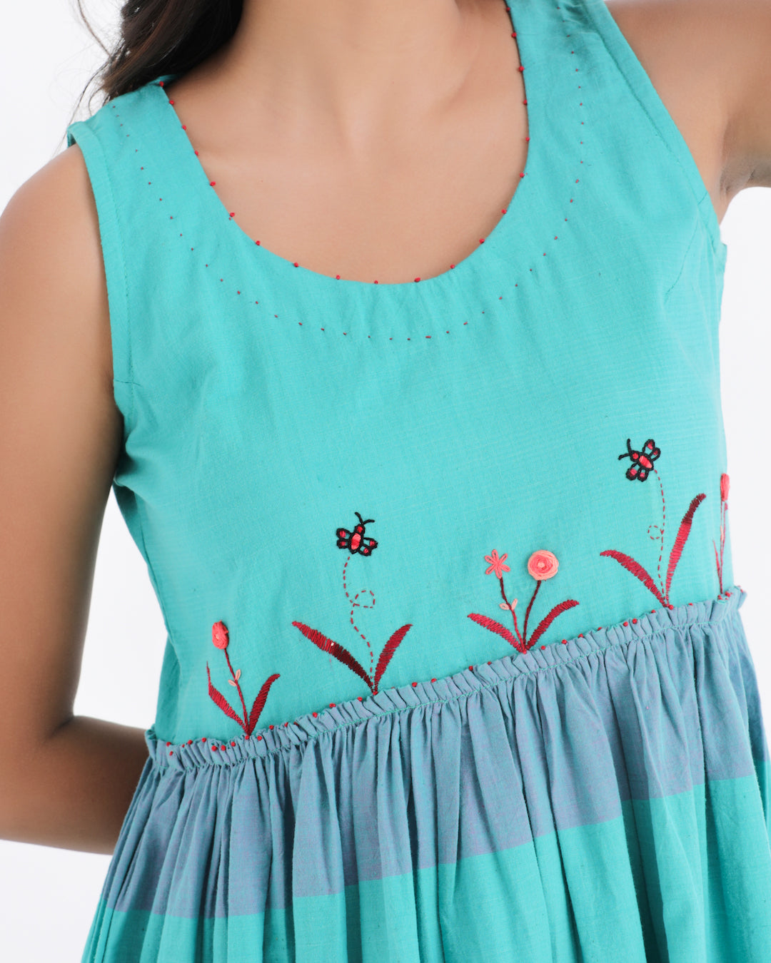 Shop pure cotton Green midi dress from Bebaak: Handmade clothing