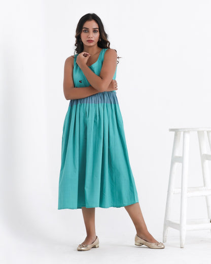 Shop pure cotton Green midi dress from Bebaak: Handmade clothing