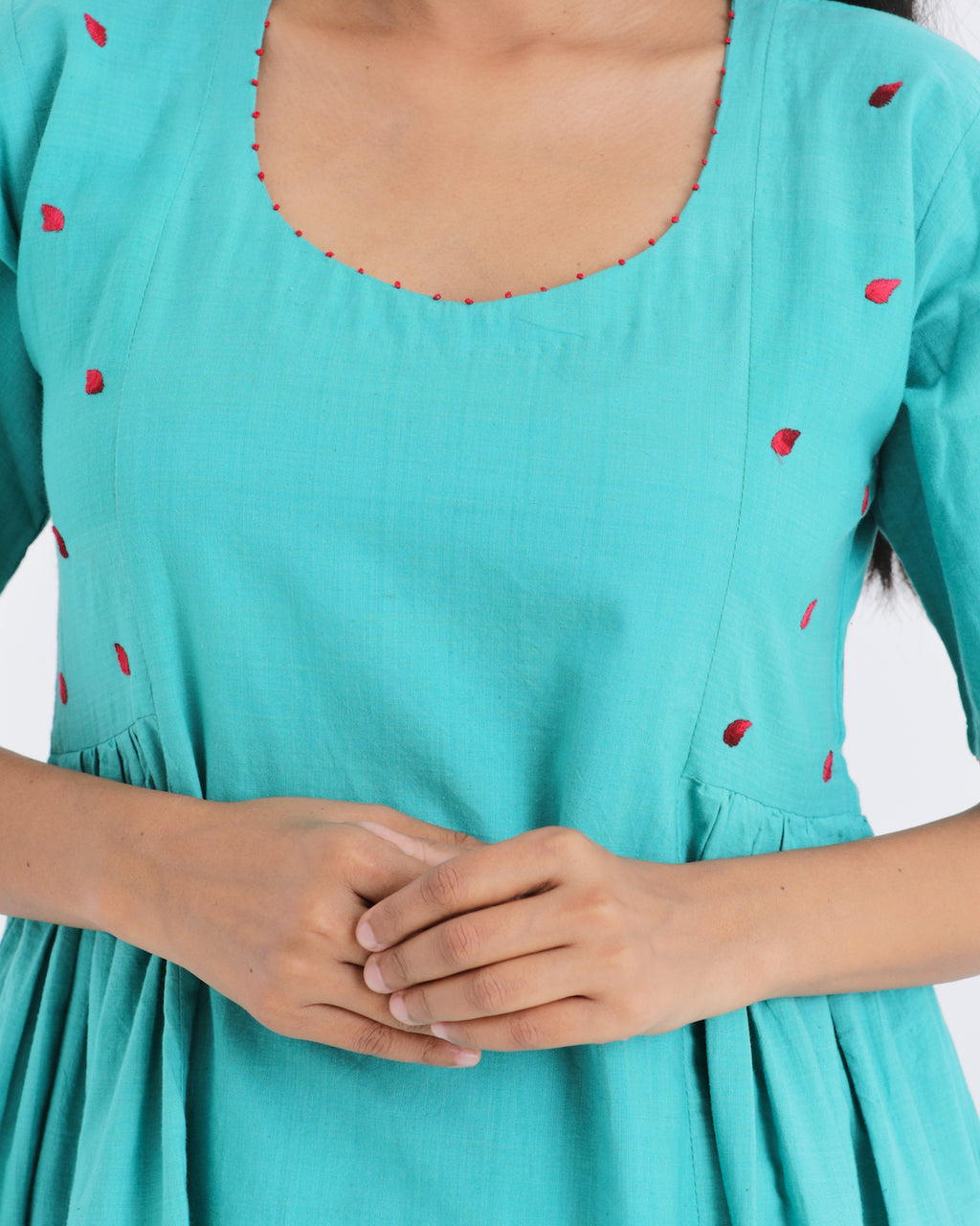 Shop Green cotton gathered casual tunic set online at bebaakstudio.com