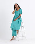 Shop Green cotton gathered casual tunic set online at bebaakstudio.com