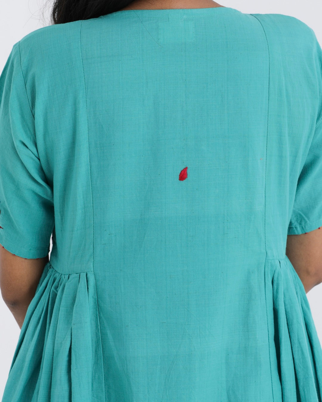 Shop Green cotton gathered casual tunic set online at bebaakstudio.com