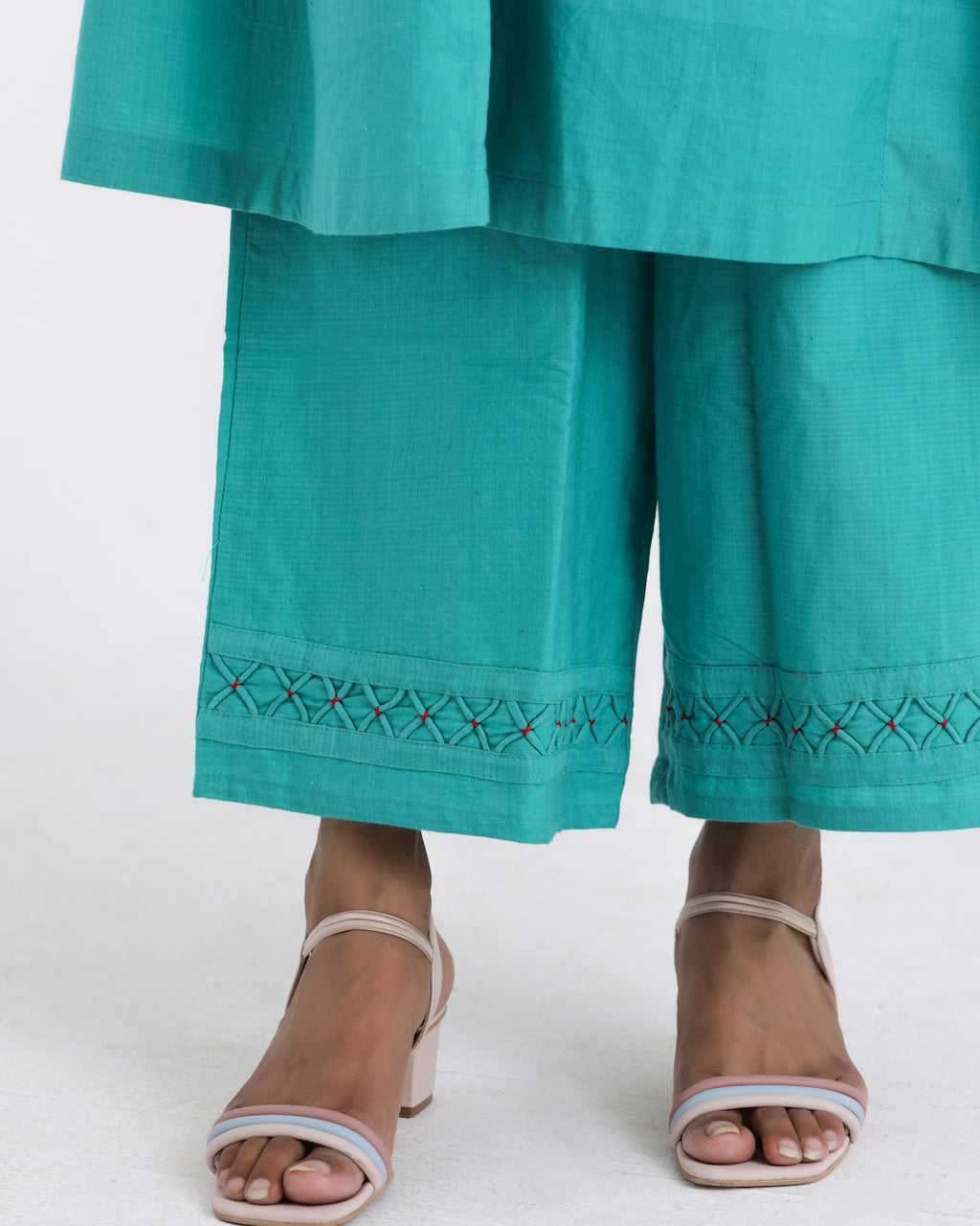 Shop Green cotton gathered casual tunic set online at bebaakstudio.com